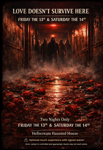 Bloody Valentine @ HellScream Haunts poster