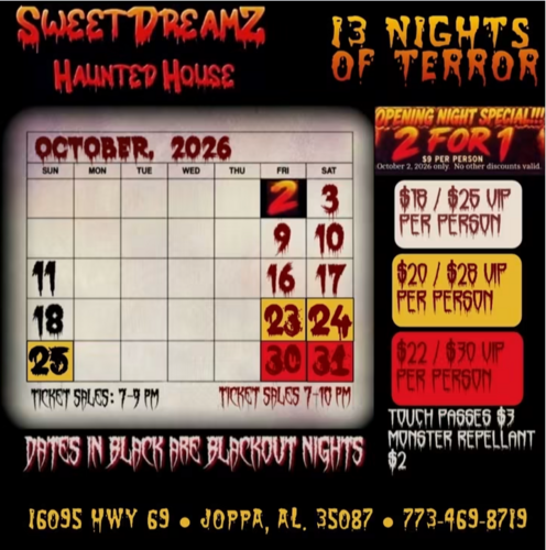 Sweet DreamZ Haunted House 2026 poster