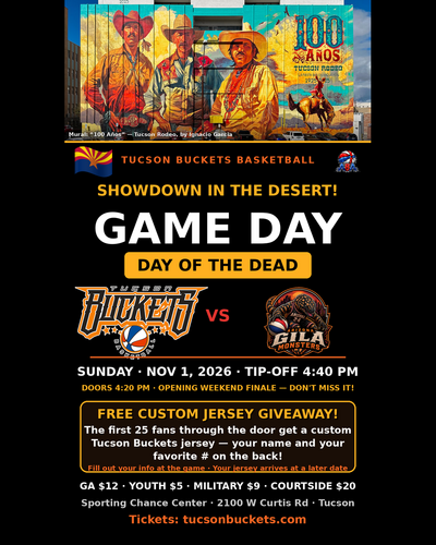 Tucson Buckets vs. Gila Monsters (11/1/26) poster