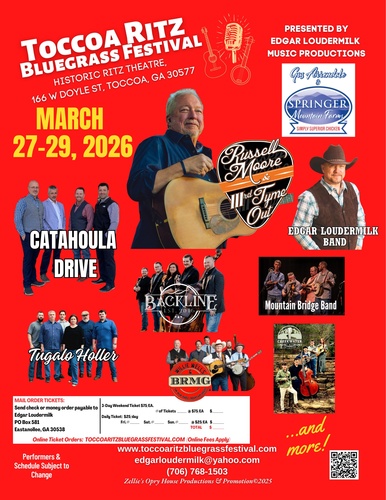2026 Toccoa Ritz Bluegrass Festival poster